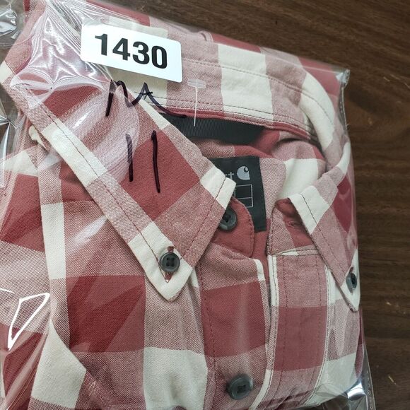 Carhartt Shirt Mens M Red White Plaid Short Sleeve Cotton Workwear Indie 46x31 - Picture 11 of 11